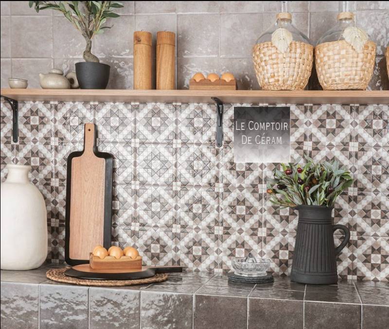 credence de cuisine carrelage marocain brillant 15 x 15 cm  le havre 76