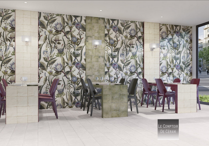 FAIENCES MURALES MOTIFS GRANDES FLEURS GRENOBLE 38