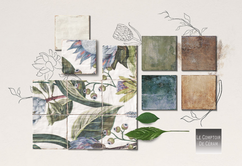 FAIENCES RETRO FLEUR 20 X 20 CM STRASBOURG 67