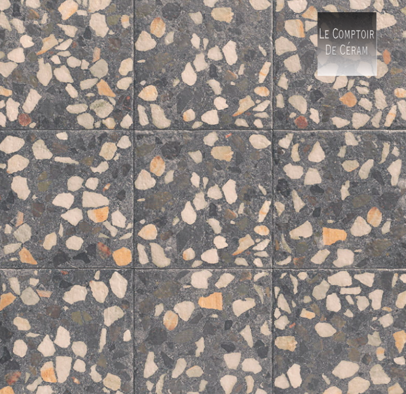 carrelage imitation terrazzo noir sol et mur perpigan 66