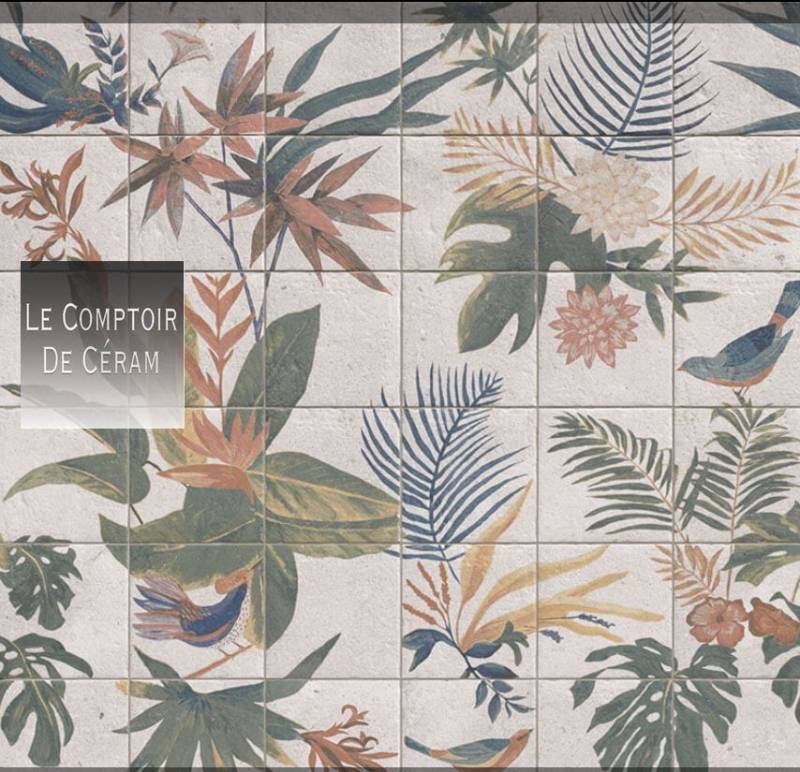 carrelage exterieur terrasse motif oiseau tropical paris 75