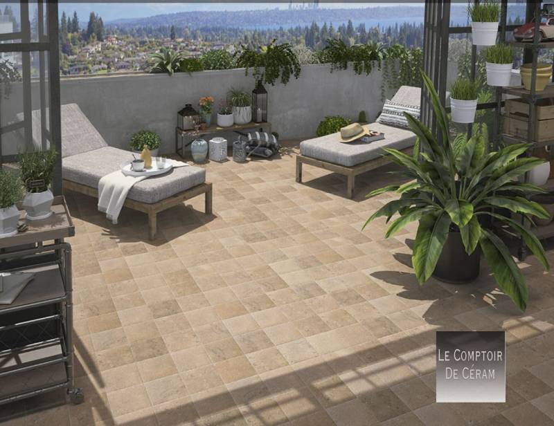 carrelage terrasse r10 anti derapant 20 x 20 cm couleur sable marseille 13