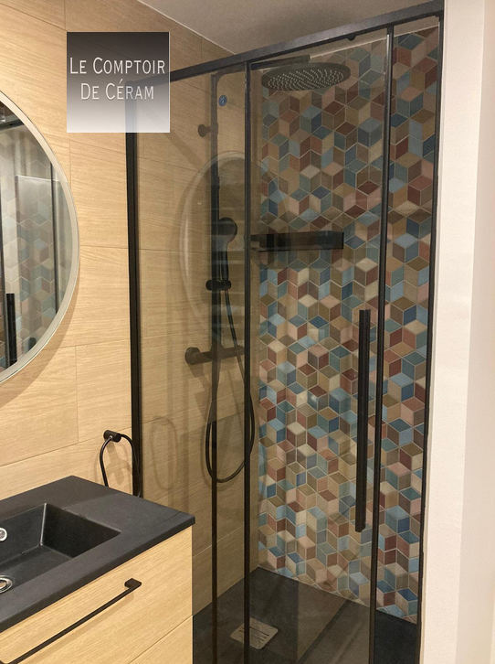 carrelage losange de couleur mur douche dijon 21