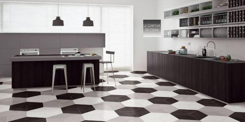 CARRELAGE DESIGN NOIR ET BLANC GRANS FORMAT  RENNES 35