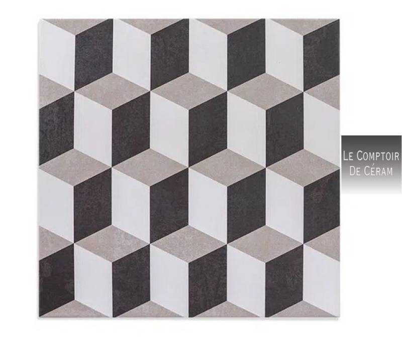 carrelage carreaux d eciment exterieur cubique 3 d noir et blanc design lille 59
