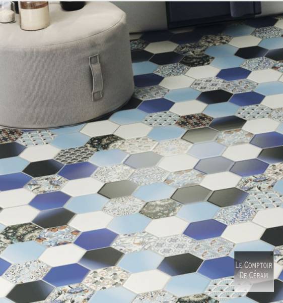 carrelage hexagonal camaieu de bleu nimes 30