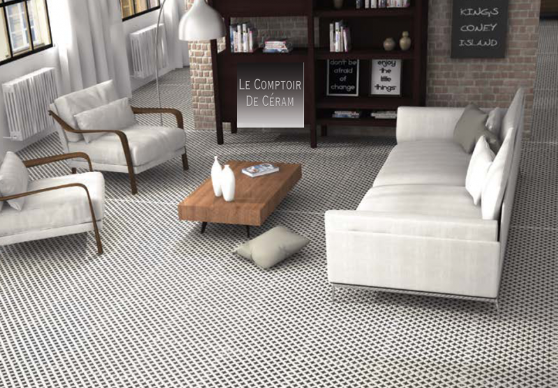 CARRELAGE POUR SOL GRAPHIQUE NOIR ET BLANC 44 X 44 CM PETITS PRIX BORDEAUX 33