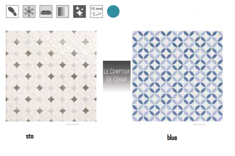 carrelage sol et mur a motifs carreaux de ciment bleu blanc 44 x 44 cm petits prix avignon 84
