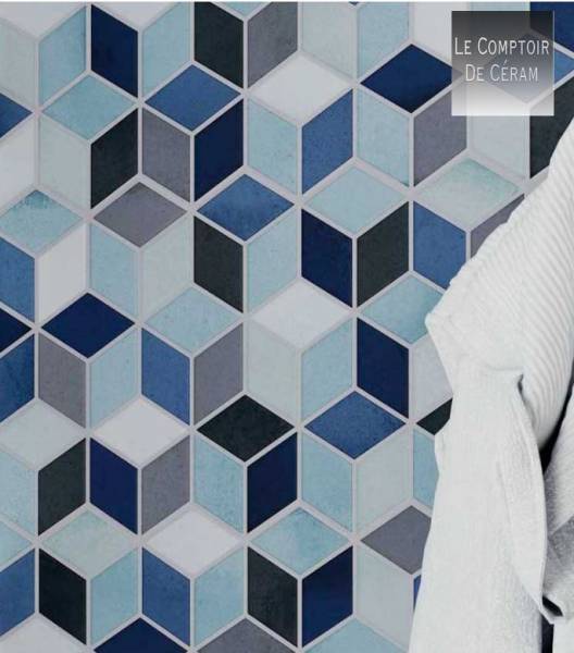 carrelage mural forme losange bleu nimes 30