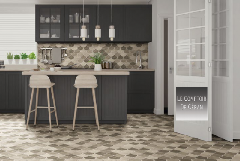 CARRELAGE ECAILLE DE POISSON TAUPE BEIGE POUR SOL ET UR BORDEAUX 33