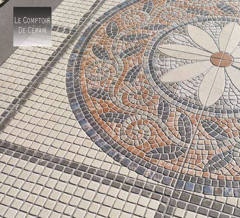 CARRELAGE POUR TERRASSE MOSAIQUE PIERRE ROSACE CANNES 06