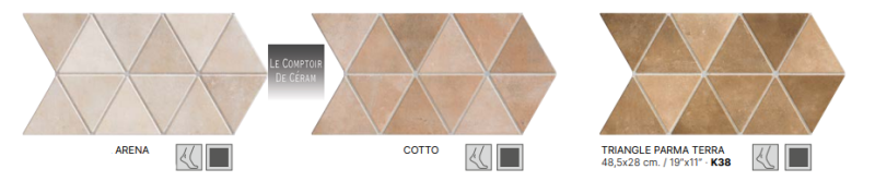 carrelage forme triangle terre cuite design paris 75
