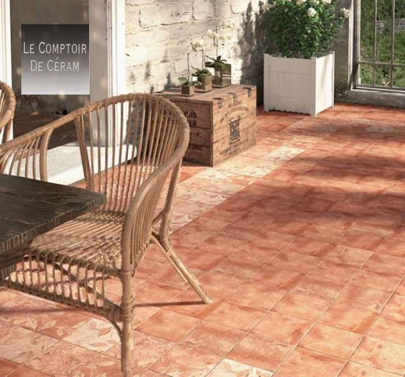 carrelage imitation terre cuite carré à motifs d antan Grenoble 38