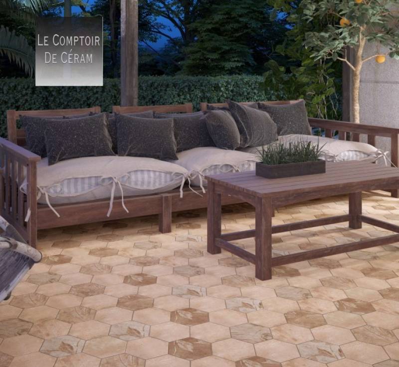 tomette terre cuite à motifs pour terrasse Lille 59