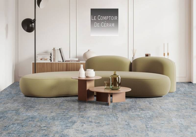 carrelage sol bleu XXL ASPECT TEXTILE cannes 06