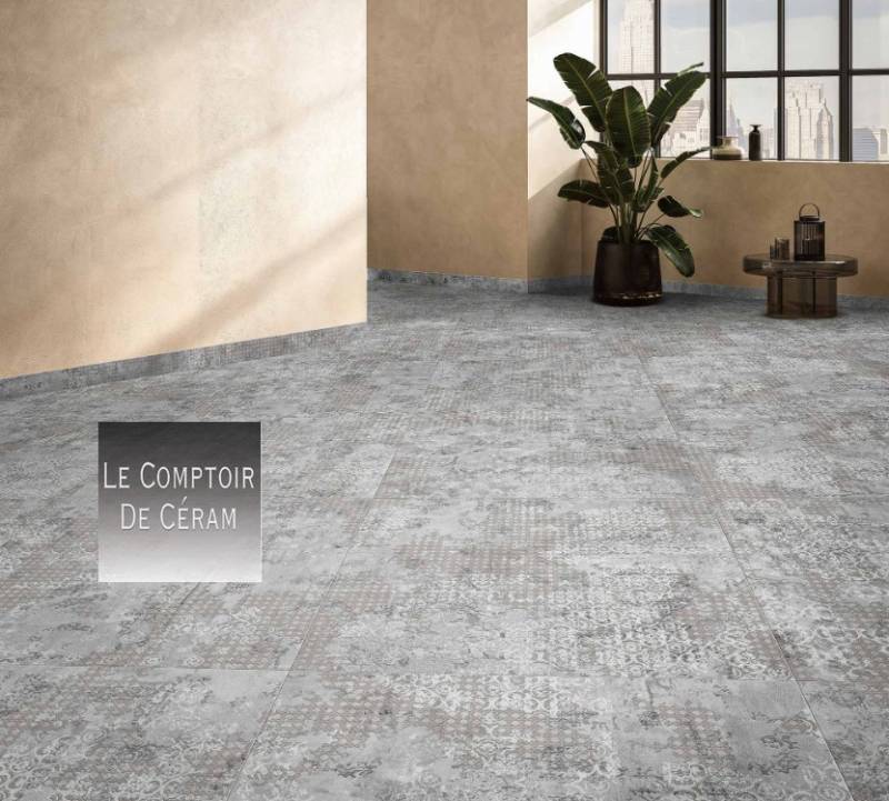 carrelage sol bleu aspect tapisserie textile 100 x 100 cm et 60 x 60 cm Grenoble 38