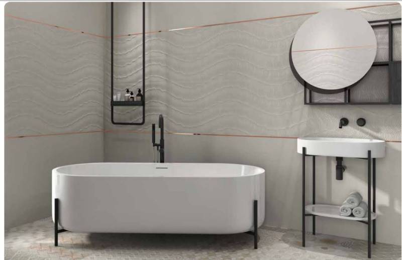 carrelage mural effet tissu pour magasin de pret a porter paris 75