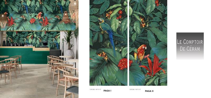 carrelage grand décor tropical perroquet faible épaisseur Nice 06