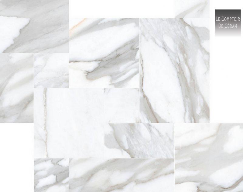 CARRELAGE ASPECT MARBRE BLANC MULTI FORMAT POUR INTERIEUR ET EXTERIEUR DESIGN ET CHIC PARIS 75