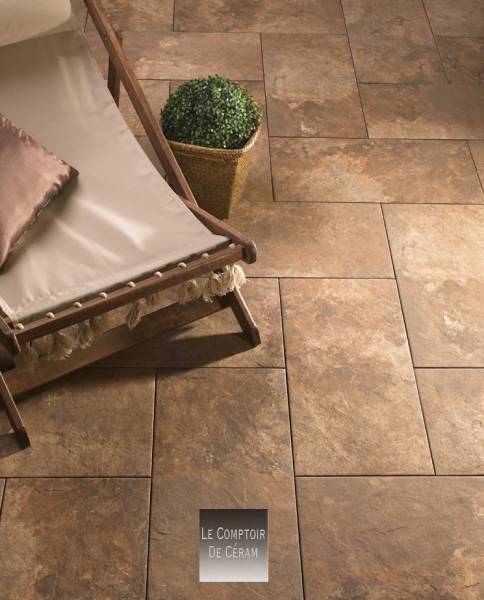 terrasse carrelage aspect métallisé rouillé Avignon 84
