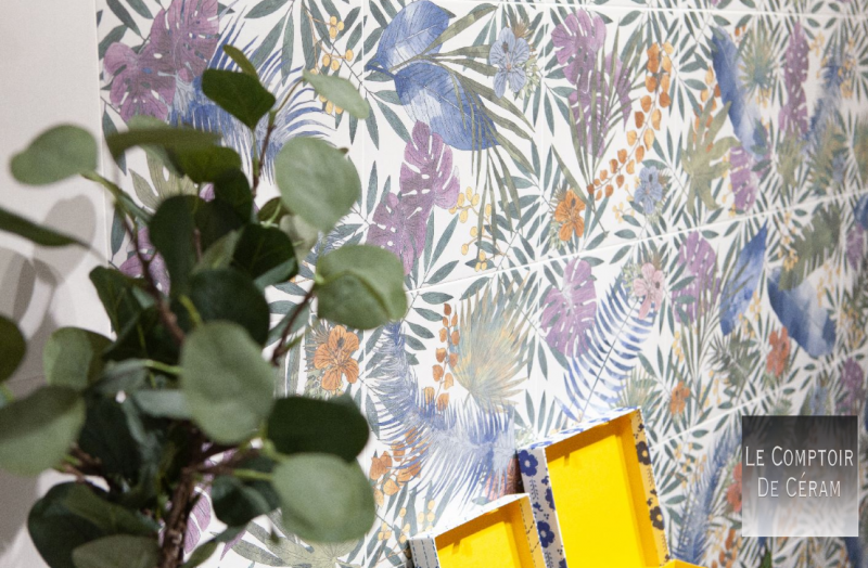 carrelage à motifs nature bleu violet parme design paris 75