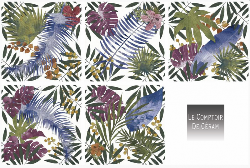 carrelage patchwork a effet tissus tropical