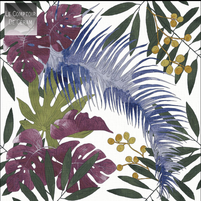 faience dessin tropical 25 x 25 cm nimes 30