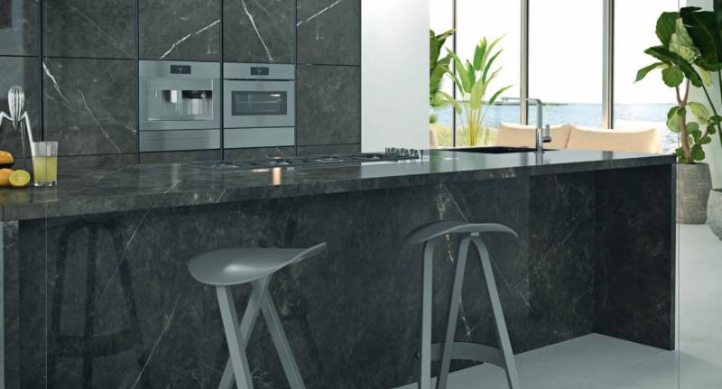 Carrelage format XXL 1620 x 3240 MM /1000 x 3000 MM/ 1600 X 3200 MM aspect marbre fine épaisseur 10.5 ,12 et 20 MM pour plans de travail cuisine et salle de bains Jacou FE26
