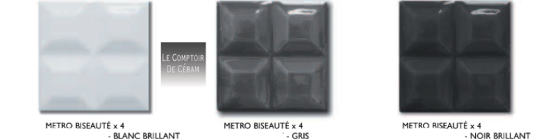 faïence 10 x 10 cm biseauté noir blanc gris Montpellier 34