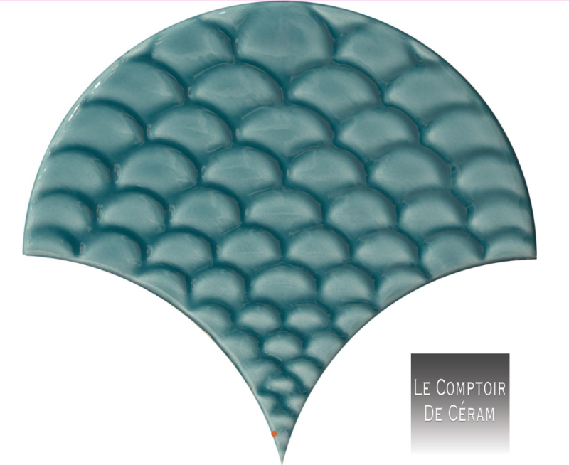 faïence écaille de poisson a relief bleu turquoise bordeaux 33 