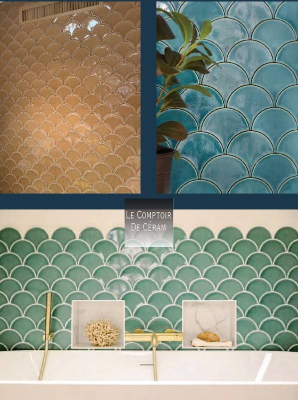 carrelage ecaille de poisson design vert bleu ocre et blanc Versailles 78