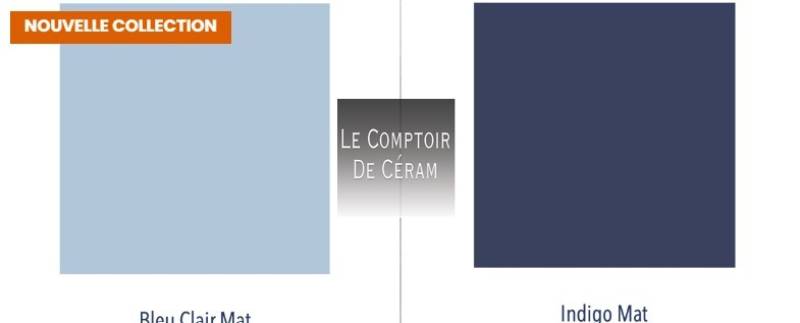 faïence unie 10 x 10 cm bleu ciel et bleu indigo 2025 Nantes 44