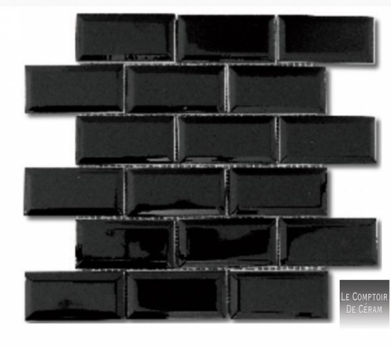 mosaiques metro noir brillant 5 x 10 cm nice 06