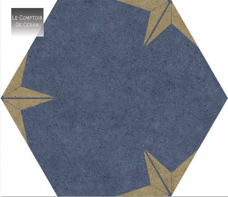 CARRELAGE HEXAGONAL SOL ET MUR ETOILES BLEU ET OR DESIGN HAUT DE SEINE 92