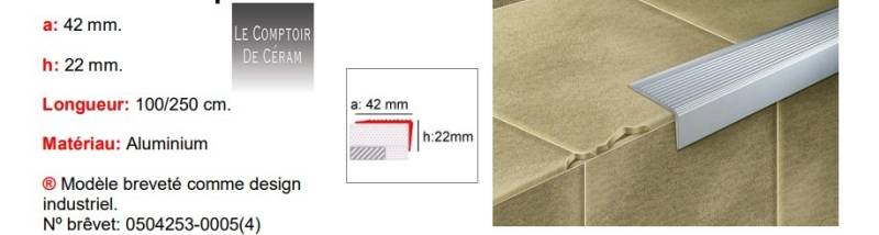 nez de marche aluminium pour intérieur et extérieur 42 mm hauteur 22 mm Montpellier 34