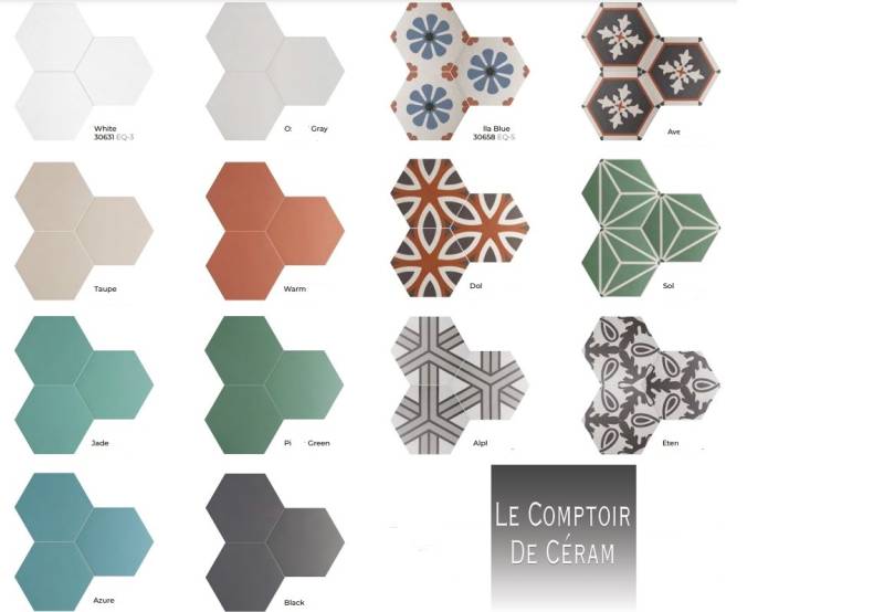 carrelage tomette à motifs anciens terracotta vert turquoise et taupe design hauts de seine 92