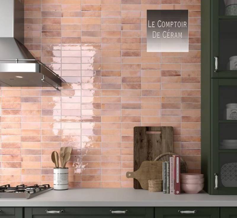 carrelage zellige rose saumon credence de cuisine laval 53