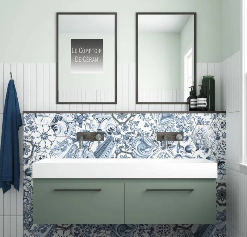 crédence carrelage bleu et blanc a motifs retro bourg en Bresse 01