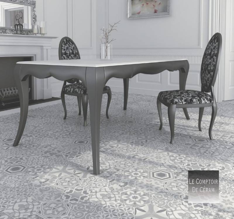 carrelage hexagonal retro gris et blanc bordeaux 33 