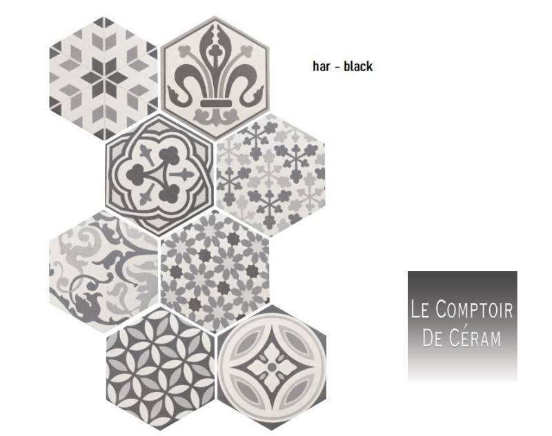 carrelage tomette hexagonale retro gris et blanc tours  57