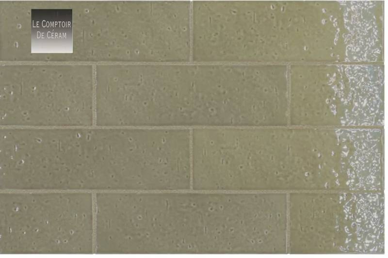 carrelage mural brillant 6 x 18.6 cm vert kaki design toulon 83