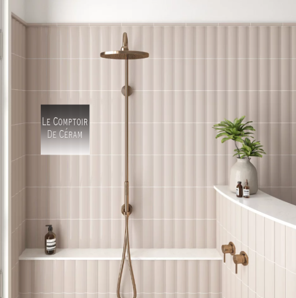 carrelage relief salle de bain beige mat 6.5 x 20 cm Grenoble 38