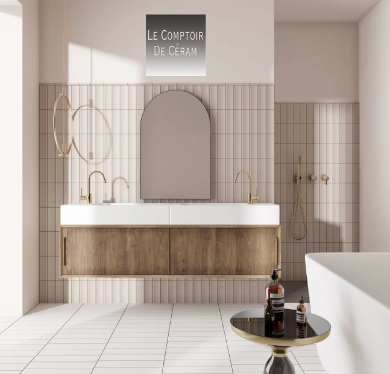 crédence salle de bain carreau 3d a relief beige 6.5 x 20 cm Lille 59