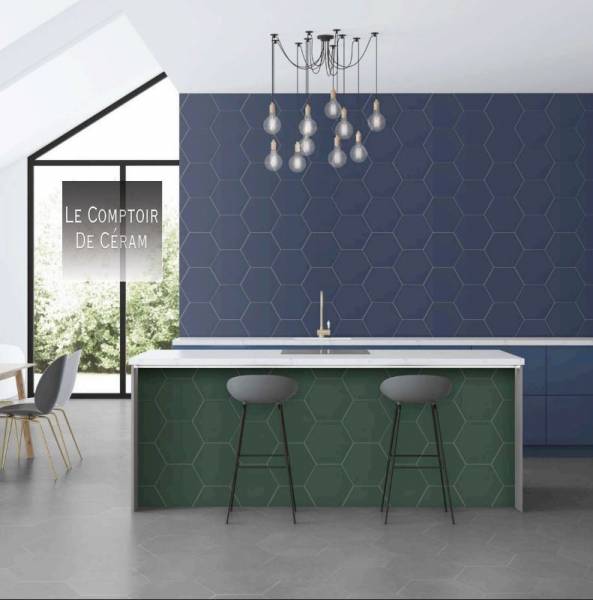 carrelage hexagonale sol et mur 23 x 26 cm bleu et vert bordeaux 33