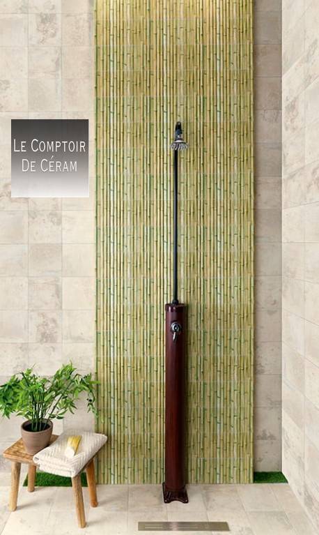 carrelage mural à relief style bambou pour douche rennes 35