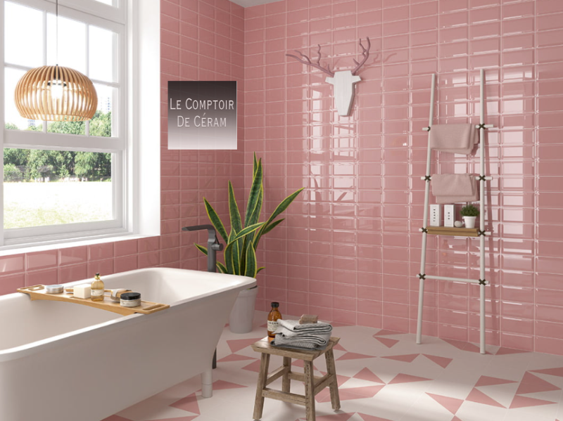carreaux métro rose tendre salle de bain 2026 Strasbourg 67
