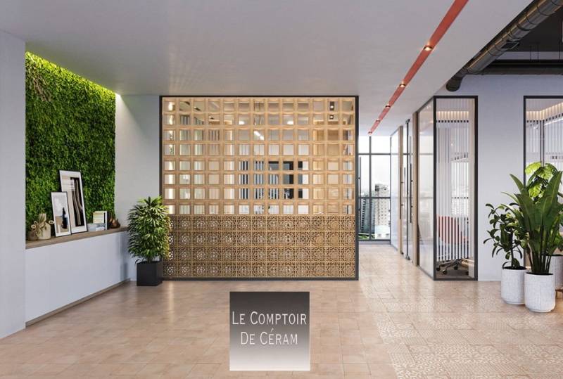 cloison en claustra brut terre cuite cuisine design Dijon 21