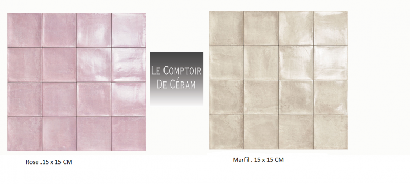 CARRELAGE MURAL UNI 15 X 15 CM BRILLANT ROSE NIMES 30