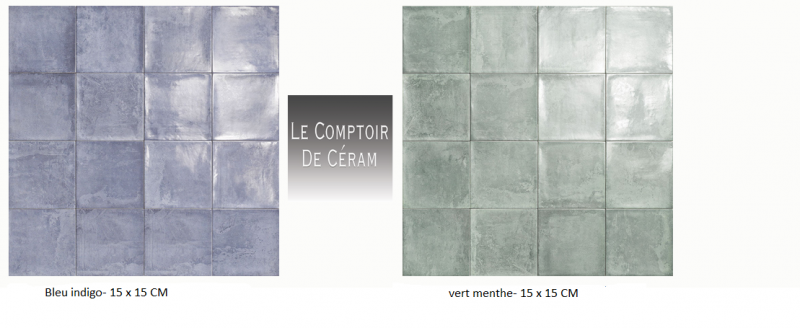CARRELAGE AZULEJOS 15 X 15 CM MUR BLEU OU VERT DIJON 21