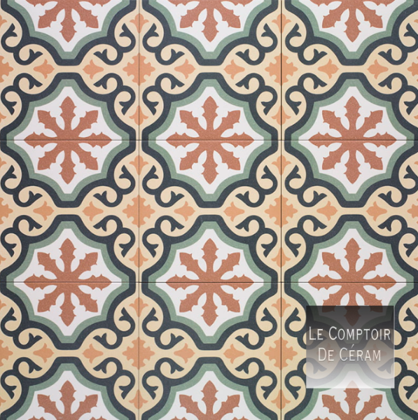carrelage imitation carreaux de ciment mexicain jaune et vert pour salle de bains et terrasses exterieures  Nantes 44